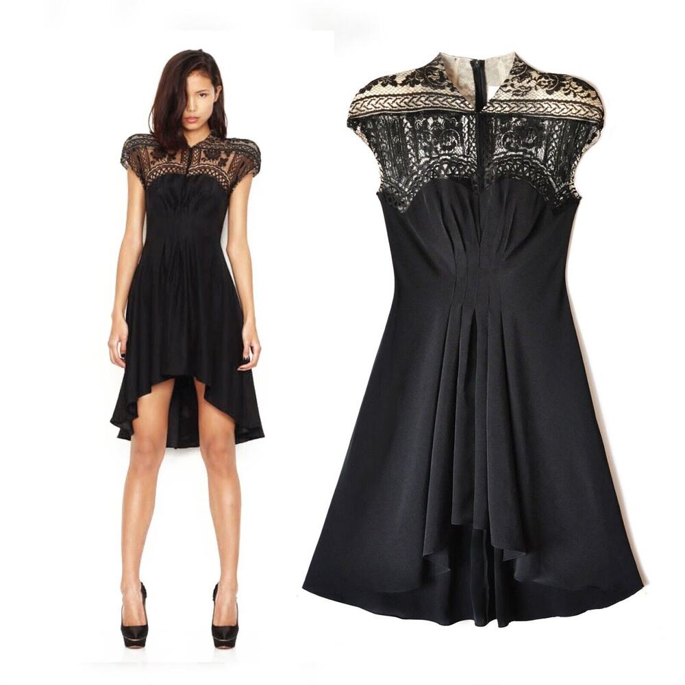 Lover The Label Asymmetrical Hem Black Lace Gothic Susien Chong Dress - S -